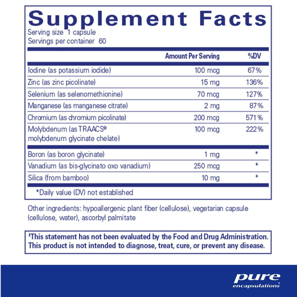 Pure Encapsulation Trace Minerals 60 Capsules