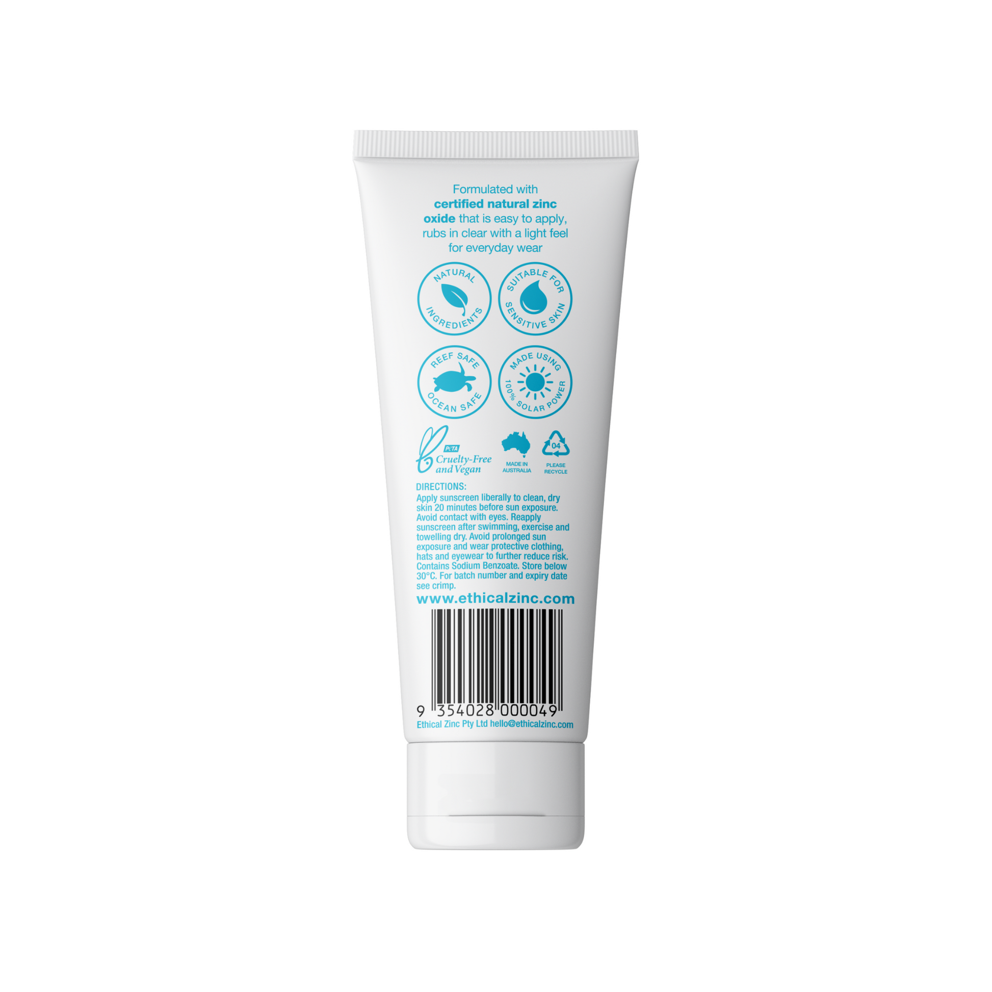 Ethical Zinc Daily wear light Sunscreen SPF 50+ 100g