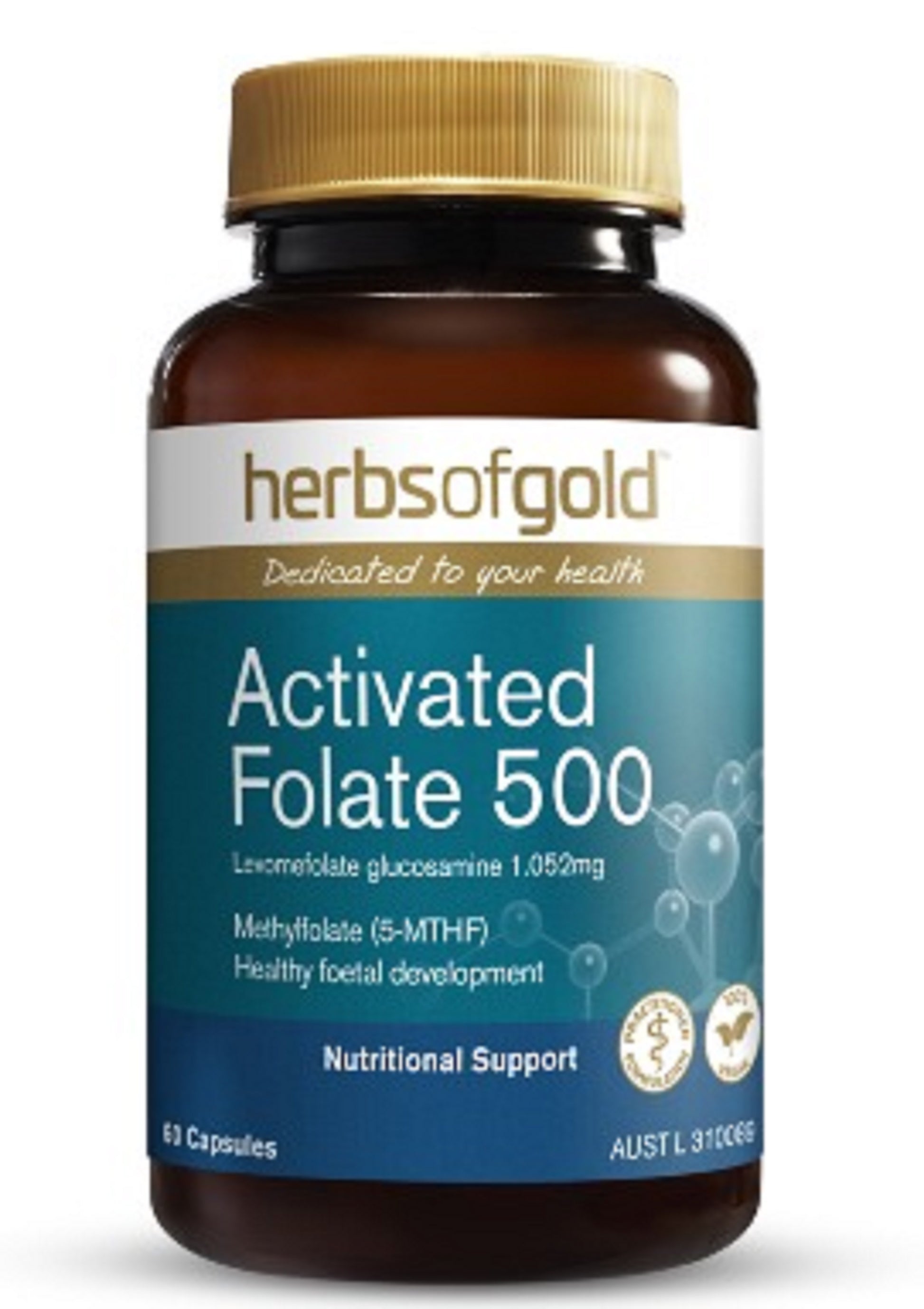 Herbs Of Gold Activated Folate 500 60 Capsules