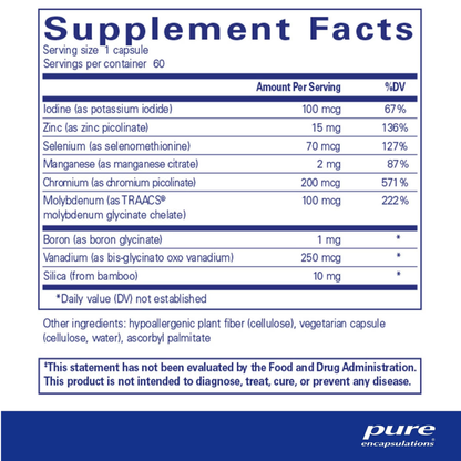 Pure Encapsulation Trace Minerals 60 Capsules
