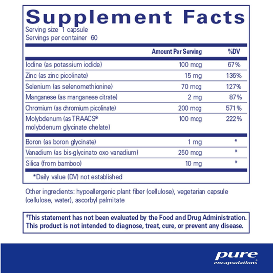 Pure Encapsulation Trace Minerals 60 Capsules