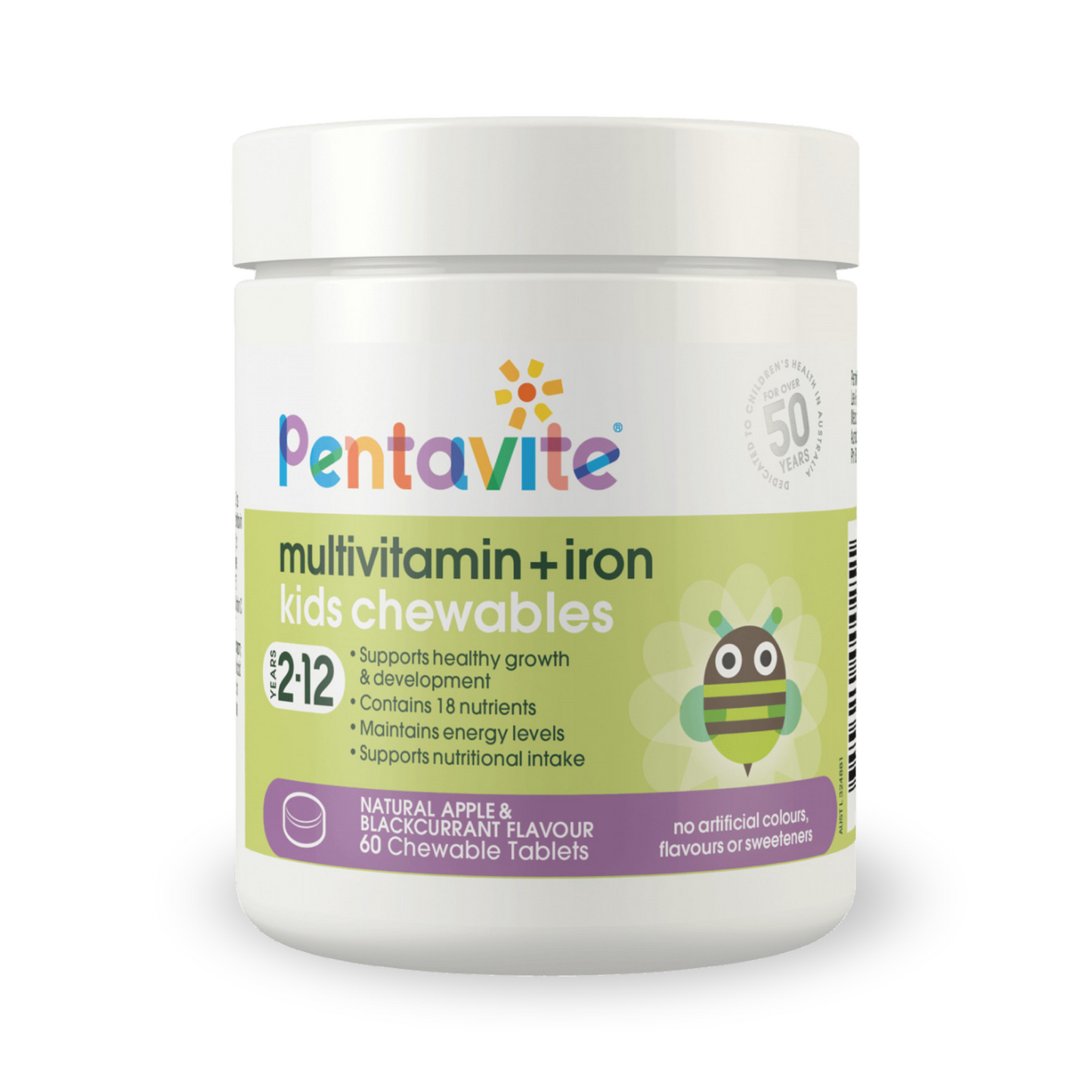 Pentavite Multivitamin + iron kids 60 Chewable Tablets