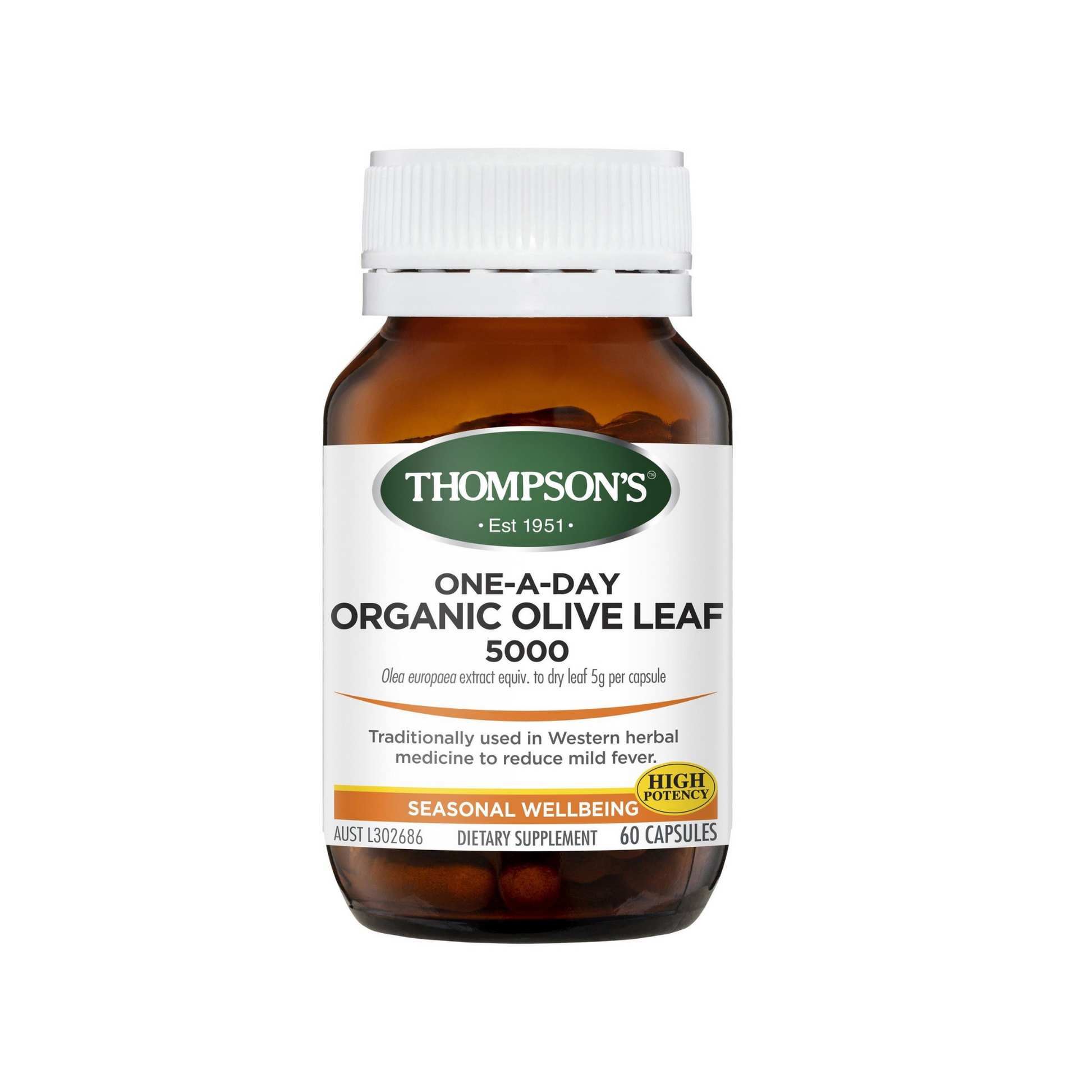 Thompsons One-A-Day Organic Olive Leaf 5000mg 60 Capsules