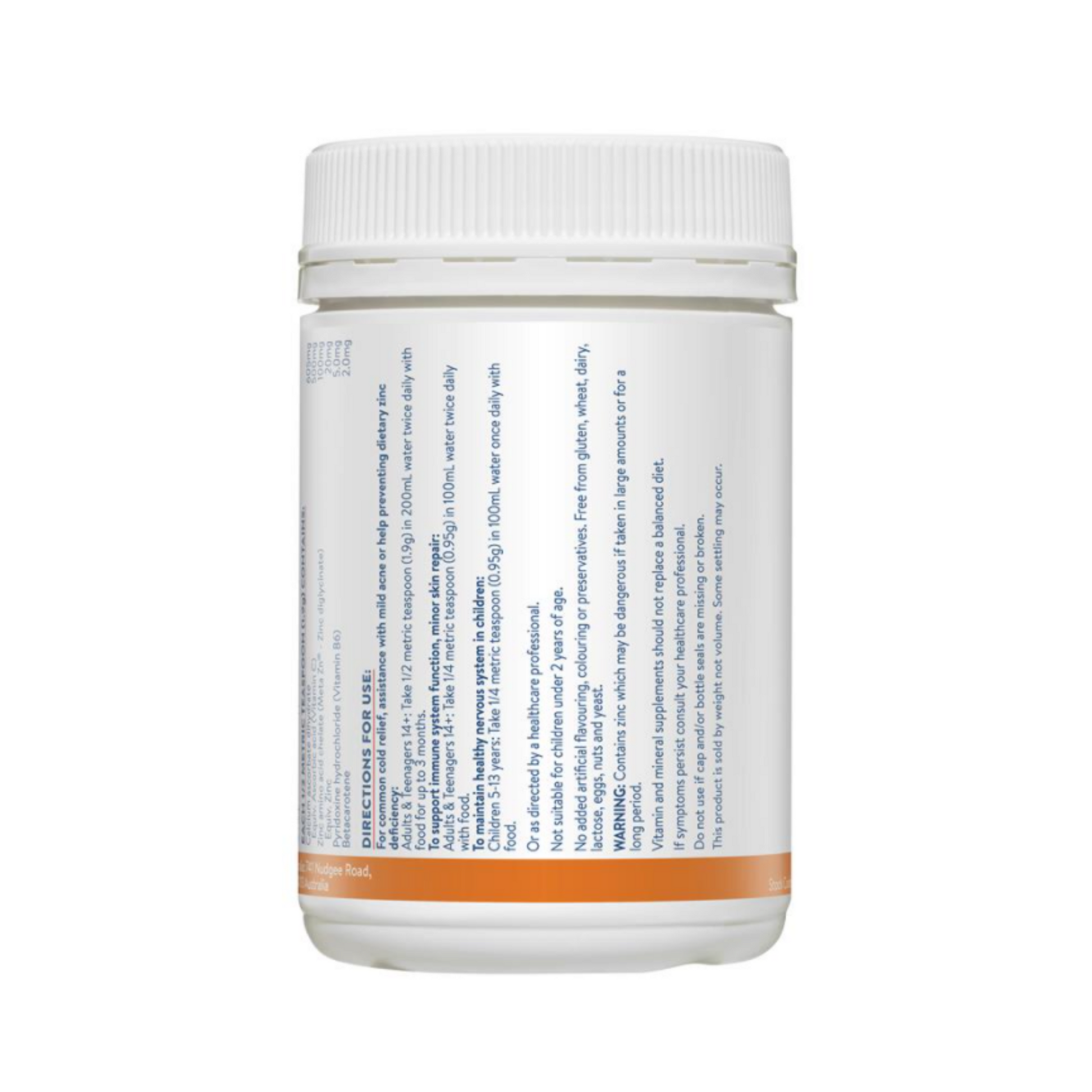 Ethical Nutrients Mega Zinc Powder 40mg (Orange) 190g