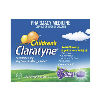 Children's Claratyne Grape Chewable 30 Tablets